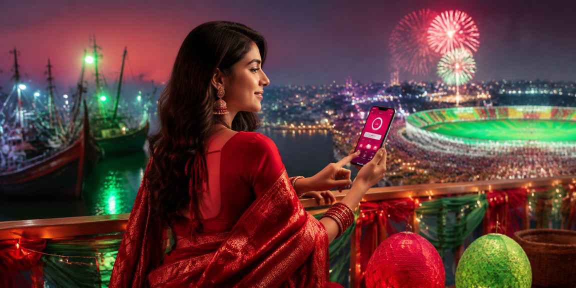 কক্সবাজারে পহেলা বৈশাখে মোবাইলে স্পোর্টস বেটিং উপভোগ করছেন একজন ব্যবহারকারী